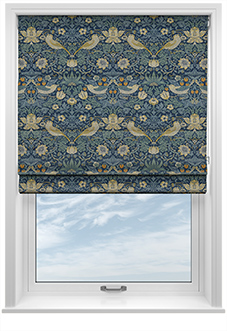 William Morris At Home Strawberry Thief, Woad - Twist&Fit Roman Blind
